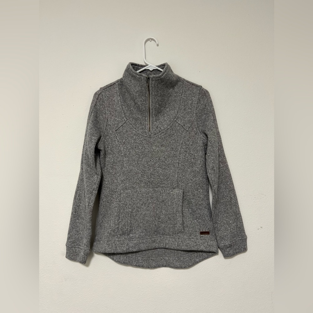 Roots Canada Marled Grey Fleece Quarter Zip Sweatshirt